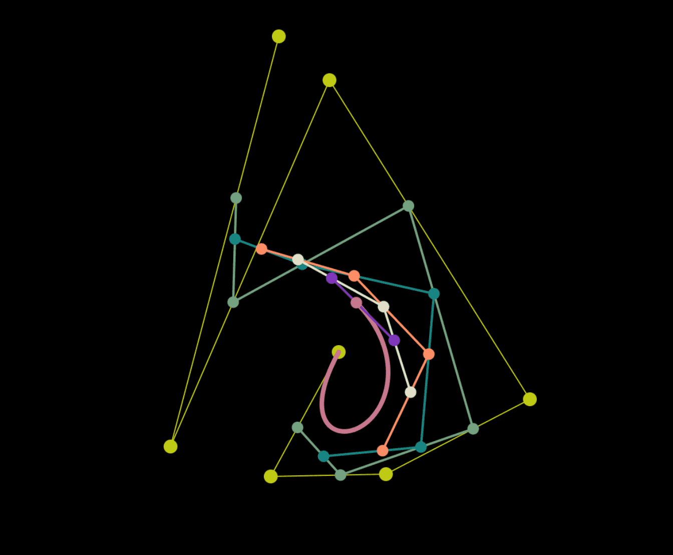 Bezier Curve LERP Animations (2-10 points)