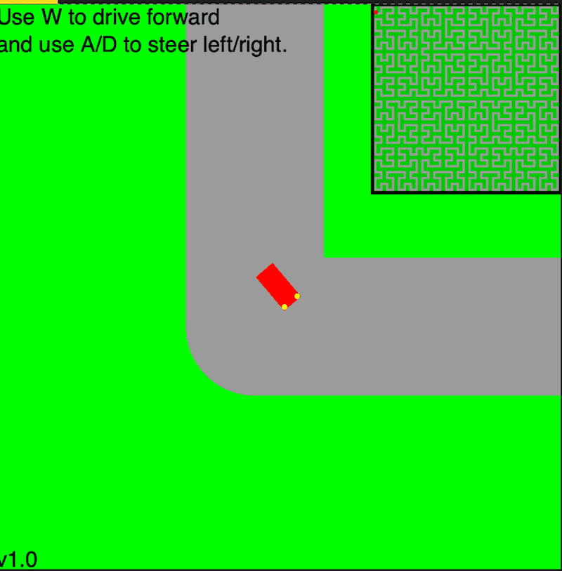 Driving a Car on an order 5 Hilbert Curve